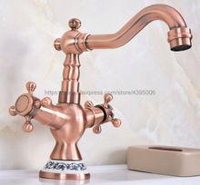 Antique Red Copper Bathroom Basin/Sink Faucet Single Handle Hole Vanity Sink Mixer Tap Bnf615 2024 - buy cheap