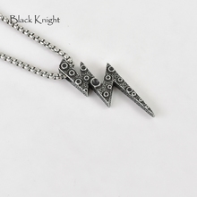 Black Knight Vintage silver color Potholes lightning pendant necklace mens unique fashion jewelry lightning necklace BLKN0752 2024 - buy cheap