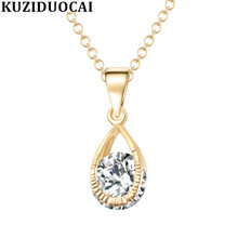 Kuziduocai New Fashion Jewelry Concise Temperament Drop Shape Zircon Necklaces & Pendants For Women Collier Collane Kolye N-349 2024 - buy cheap