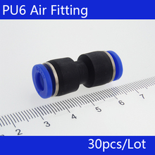PU6 HIGH QUALITY 30Pcs Air Pneumatic 6mm to 6mm Straight Push in Connectors Quick Fittings 2024 - buy cheap
