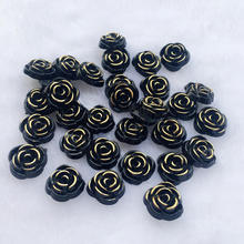 40pcs 14mm Black Rose flowers flatback Acrylic Rhinestone stones crystals For Clothing Decoration-A408 2024 - купить недорого