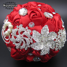 Kyunovia Gorgeous Custom Silk Roses Wedding Accessories Pearl Brooch buque de noiva Wedding Flowers Bridal Wedding Bouquet FE3 2024 - buy cheap