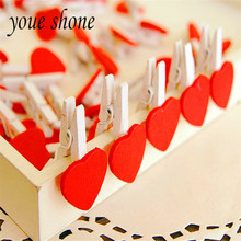 10Pcs/Bag Red Heart Small Wooden Clip Cute Mini Wooden Cartoon Love Clip Supply Student Office Korean Stationery Youe shone 2024 - buy cheap