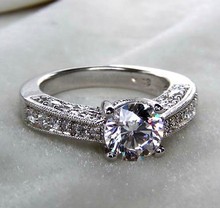 Vintage Pure Silver Ring Dazzling 1Ct Engagement Ring 925 Sterling Silver Long-Lasting Romantic Jewelry 2024 - buy cheap