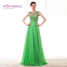 Wowbridal-precioso vestido de fiesta verde 2021, tul transparente con patrón de corazón, lentejuelas, Gasa con cuentas, línea A, con volantes, vestido de tren de barrido 2024 - compra barato