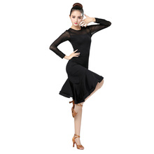 Mulher Saia de Dança latina Prática vestido 2019 Mulher Vestidos de Dança Latina Desempenho Dança Latina Saia Preta 2024 - compre barato