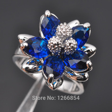 Flor azul pedra zircônia cúbica anel de jóias para mulher frete grátis tamanho 6/7/8/9/z0494 2024 - compre barato