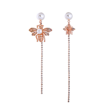 Roamntic Korean Asymmetry Crystal Acrylic Copper Cute Bee Long Earrings For Women Appointement Gift New Fashion Jewelry 2024 - buy cheap