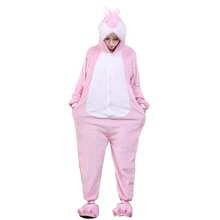 Pink Bunny Kigurumi Women Pajamas Cartoon Animal Onesies For Adults Rabbit Pyjamas Cosplay Costume Flannel Sleepwear Bodysuit 2024 - buy cheap
