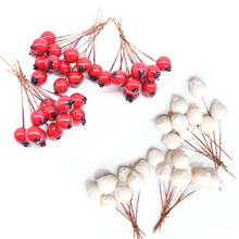 50 Uds. 1cm Mini estambres de flores artificiales perla espuma roja baya cereza fruta para boda Navidad guirnalda DIY caja de regalo Decoración 2024 - compra barato