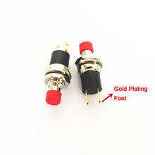 Pb05a PBS-110 cabeça vermelha auto-bloqueio interruptor abertura 7mm botão pequeno com auto-travamento dourado 2 interruptores de pé