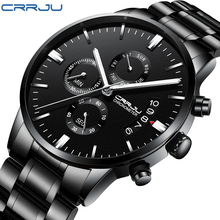 Crrju relógio masculino de marca luxuosa, relógio impermeável de aço inoxidável de quartzo para homens 2024 - compre barato