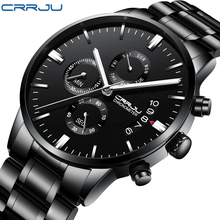 Crrju New Fashion Luxury Brand Men Watches Men's Waterproof Stainless Steel Quartz Watch Male Clock Relogio Masculino 2024 - buy cheap