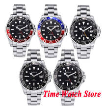 Parnis 40mm GMT wrist men's watch Multi black dial waterproof luminous sapphire glass blue red automatic mechanical Team338 2024 - buy cheap