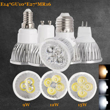 Светодиодная лампа MR16 DC 12 В, прожектор GU10 E27 E14 9 Вт 12 Вт 15 Вт, сменная галогенная лампа AC 110-240 в 3000K 4000K 6500k, энергосберегающая 2024 - купить недорого