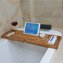 Estante para bañera Flexible de bambú, estante antideslizante para baño, marco de baño multifuncional para vino/libro/Alimentos/sopa, soporte de almacenamiento 2024 - compra barato