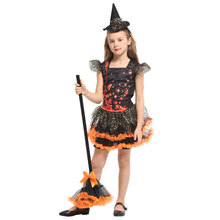 Lovely Twinkle Orange Starlight Witch Girl Costume Cosplay for Girls Child Halloween Carnival Party Mardi Gras Fancy Tutu Dress 2024 - buy cheap