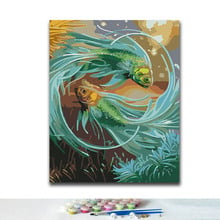 Pintura artesanal para colorear por números, pinturas de peces por números con kits, 40x50, enmarcado 2024 - compra barato