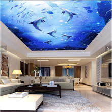 Beibehang personalizado fresco-3d arte moderno cielo azul delfín papel pintado salón dormitorio techo Fondo decoración del hogar 2024 - compra barato