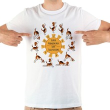Camiseta masculina de manga curta, camiseta divertida de estampa de cachorro para ioga, novo verão 2018 2024 - compre barato