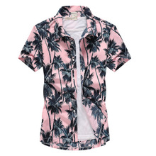 2019 New Fashion Floral Print Slim Fit Shirts Men's Short Sleeve Casual Shirt Men Hawaiian Shirt Beach Clothes Chemise Homme 2024 - buy cheap