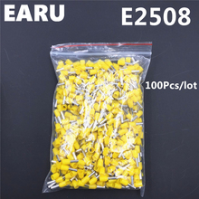 100Pcs E2508 Tube Insulating Insulated Terminal 2.5MM2 14AWG Cable Wire Connector Insulating Crimp E Black Yellow Blue Red Green 2024 - buy cheap