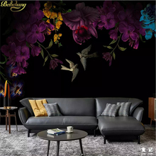 beibehang Custom Nordic minimalistic peony flowers wall paper black background wallpaper for loving room wallpaper for bedroom 2024 - buy cheap