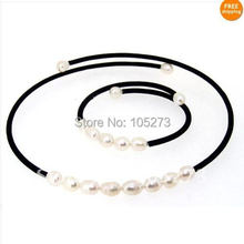 Charming! Pearl Jewelry Set AA6-7MM White Freshwater Cultured Pearl Choker Handwork Necklace Bracelet Jewelry New Free Shipping 2024 - buy cheap