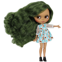 Gelo dbs blyth boneca 1/6 bjd comum corpo pele escura matte rosto cabelo verde 30cm brinquedo meninas presente 2024 - compre barato