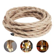 Natural Hemp Electric  Rope Light Cord, Linen Covered 2 Core Copper Antique Industrial Electrical Wire 2024 - buy cheap