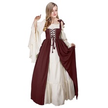 Medieval Costume For Adult Women Long Gown Dress Victorian Bell Sleeve Square Collar Renaissance Vintage Dress For Ladies 2024 - buy cheap