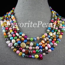 Collar de perlas-100 pulgadas 4-9mm Color del arco iris perla de agua dulce genuina collar largo joyería de la señora de moda -Envío gratis 2024 - compra barato
