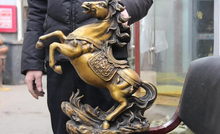 Song voge-estatua artística de Feng Shui, Gema S1050, 18, cobre real chino, bronce, suerte, dos caballos de dragón 2024 - compra barato