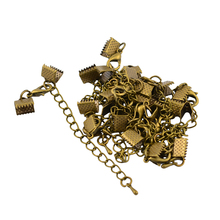 12 juegos de accesorios de joyería de 8mm, broche de langosta de bronce antiguo Vintage, extremos de Clip, extensor de cadena para collar, DIY 2024 - compra barato