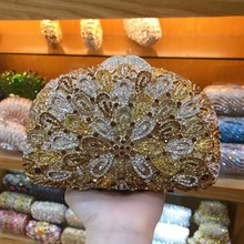 Clutch clássico dourado diamante festa de casamento para mulheres metal floral bolsa de mão carteira para mulheres 2024 - compre barato