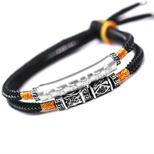 Pulseira mantra masculina, pulseira artesanal tecida retrô, corda de mão para homens, joia em oferta, 2019 2024 - compre barato