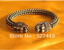 Wholesale free shipping >>Simple Spiral Double Dragon Chain Link Women Men Tibet Silver Bangle Bracelets 2024 - buy cheap