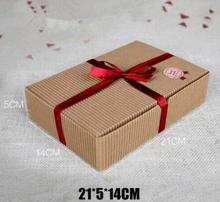 Cajas de papel Kraft nuevas 21*5*14cm 20 unids/lote, anillos artesanales de regalo, galletas, pastel, cajas de papel Kraft al por mayor 2024 - compra barato