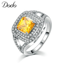DODO желтое блестящее большое кольцо с кристаллами для женщин винтажное ювелирное изделие белого золота винтажное женское кольцо 585 DR206 2024 - купить недорого