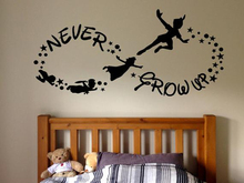 Kids Room Wall Decal Sticker Home Bedroom Wall Sticker Never grow up Peter Pan Cartoon Baby Room Nursery Decor X41 2024 - buy cheap