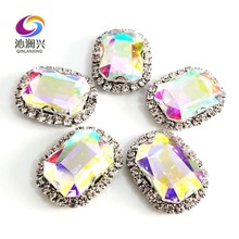 AB color 3D Anti scratch top glass crystal buckle,Silver bottom Sew on stones,DIY/Clothing/wedding decoration SWCB06 2024 - buy cheap