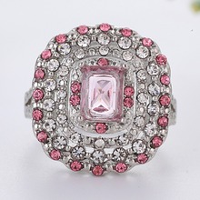 Large Pink Stone Rings for Women Wedding Engagement Silver Ring Princess Crystal Ring Luxury Jewelry Bague Femme Anillos O5C011 2024 - buy cheap