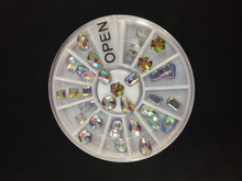 1 шт. Стразы для дизайна ногтей на колесиках 3D 12 разных цветов, блестящие камни, круглые блестящие кристаллы для ногтей 2024 - купить недорого