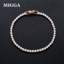 Женский браслет MIGGA, Однорядный блестящий браслет из фианита розового золота с цепочкой, для вечеринки 2024 - купить недорого
