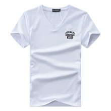 2018 Новая Летняя мужская футболка с принтом, хлопковая футболка с коротким рукавом, мужские футболки с v-образным вырезом, Мужская футболка, брендовая одежда, размер s-5xl 2024 - купить недорого