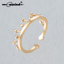 Cxwind Charm Beads Crown Rings For Women Simple Brass Open Gold Color Knuckle Rings Fashion Chemical Molecules Jewelry Gift 2024 - buy cheap