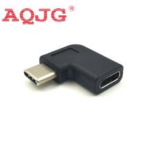USB 3,1 Тип C папа к женскому 90 градусов угол передачи данных адаптер разъем AQJG 2024 - купить недорого