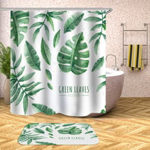 Plantas tropicais Folhas de Cortina Cortinas de Banho de Chuveiro Para O Banheiro Banheira Tampa Extra Grande Grande 12pcs Ganchos de Banho À Prova D' Água 2024 - compre barato