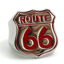 1pc Fashion Red Color U66 316L Stainless Steel Cool Popular USA Highway Route 66 Ring 2024 - buy cheap