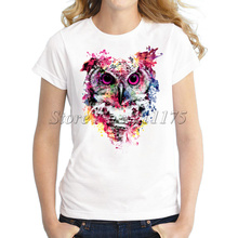 Camiseta de diseño de búho colorido para mujer, Tops de moda, camisetas de verano 2019 2024 - compra barato
